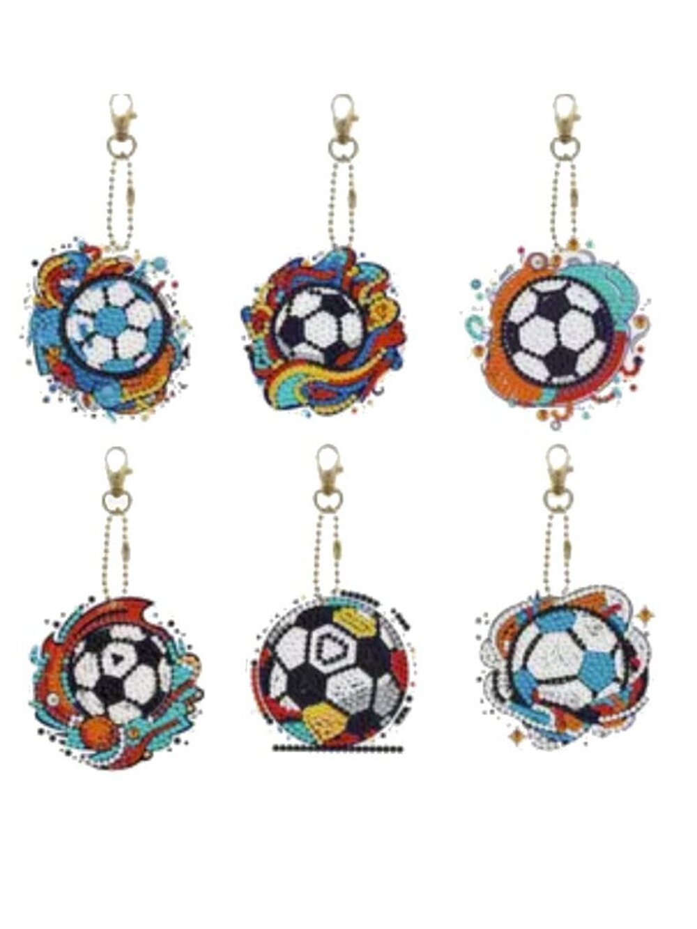 Soccer Ball  - Diamond Art Keychain Set